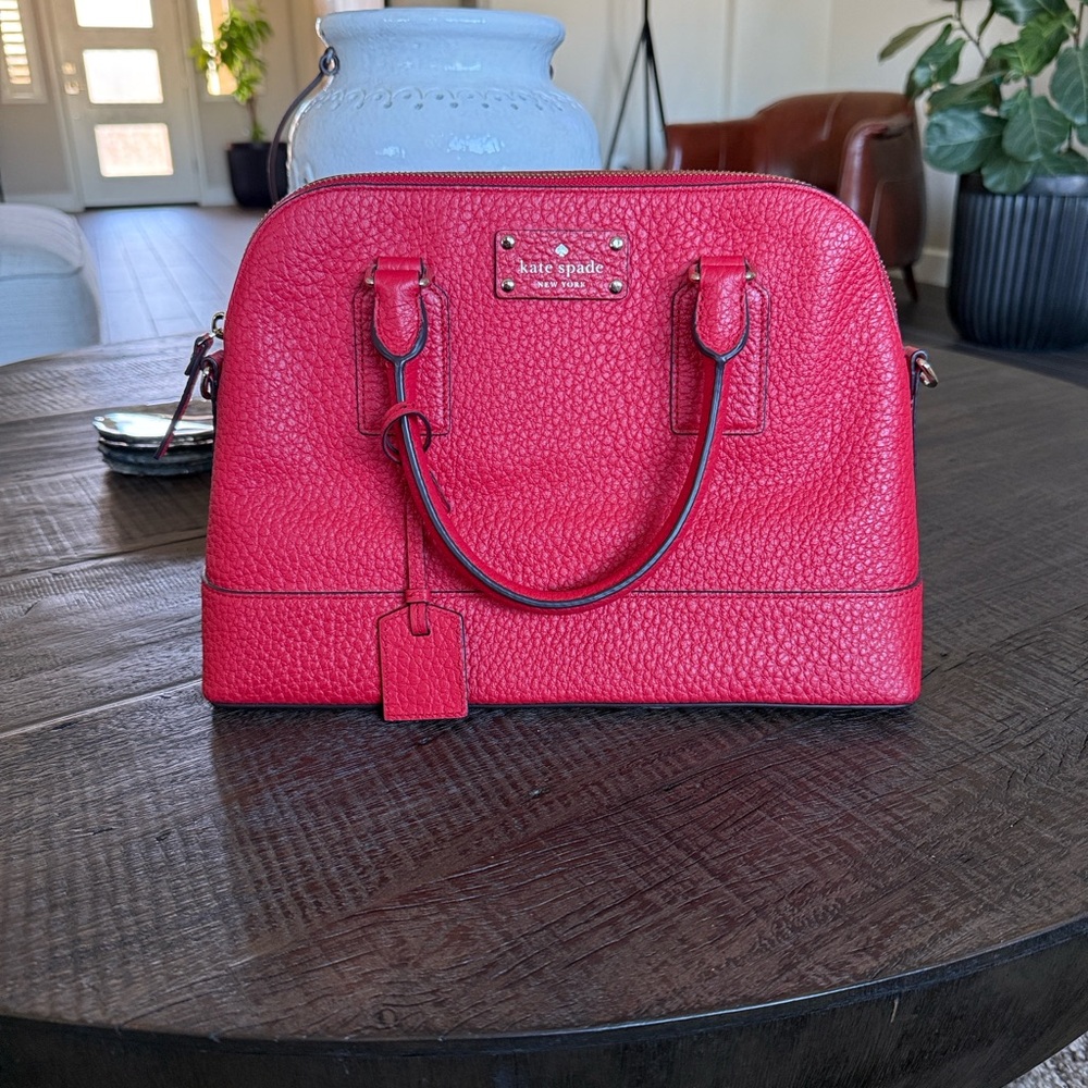 Kate Spade Vibrant Red Pebbled Satchel